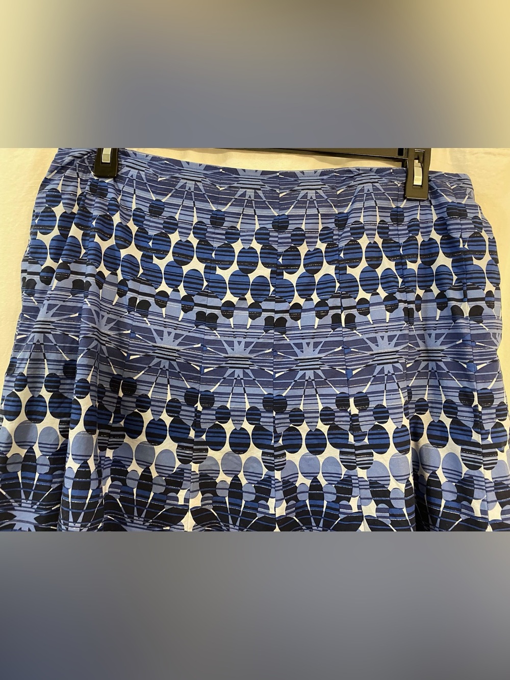 Coldwater Creek Blue & Grey 100% Cotton Skirt. Size XL. Scallop Edge. Lined EUC - Picture 5 of 9
